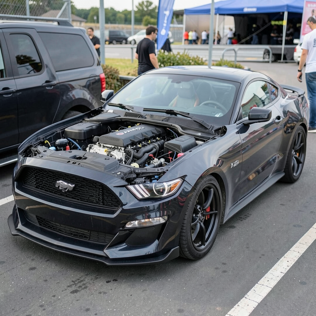 Ford Mustang Dark Horse 500hp V8 manual tested at Worcester event